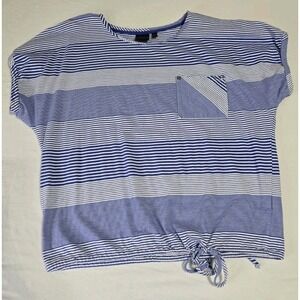 Rafaella Women's Medium Blue & White Striped Top